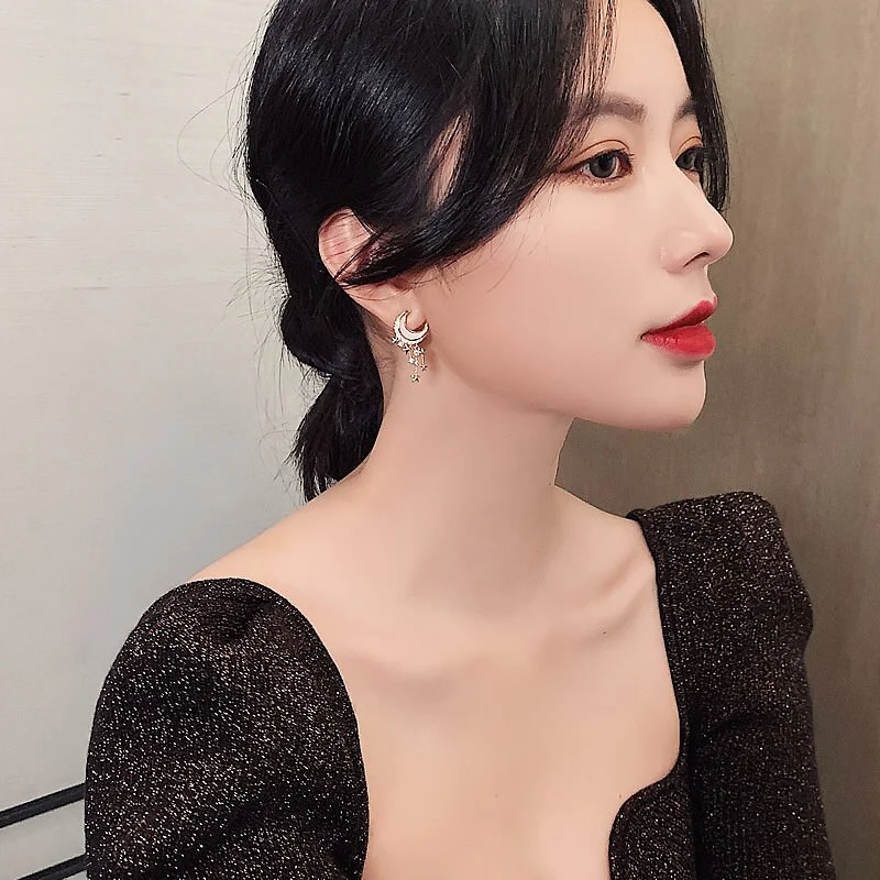 Korean Style Moon Star Earrings - Image 5