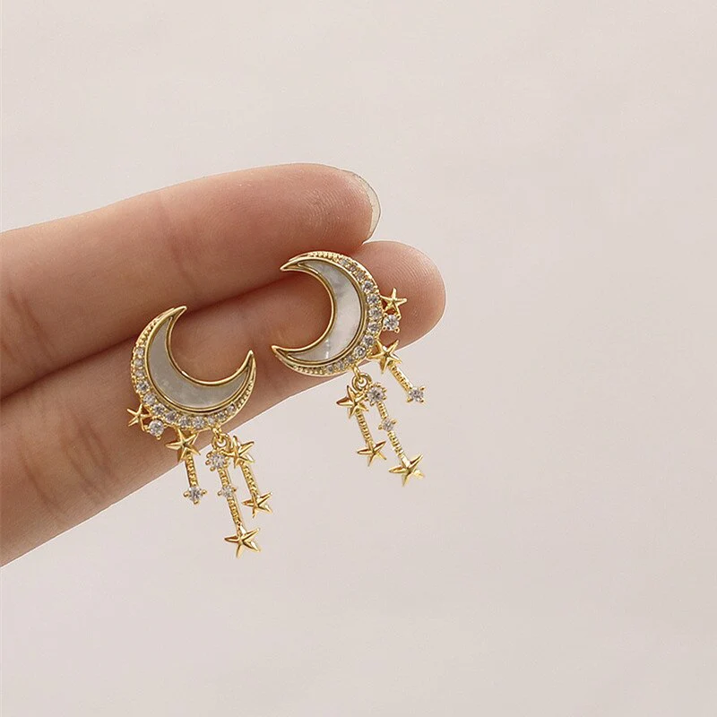Korean Style Moon Star Earrings - Image 6