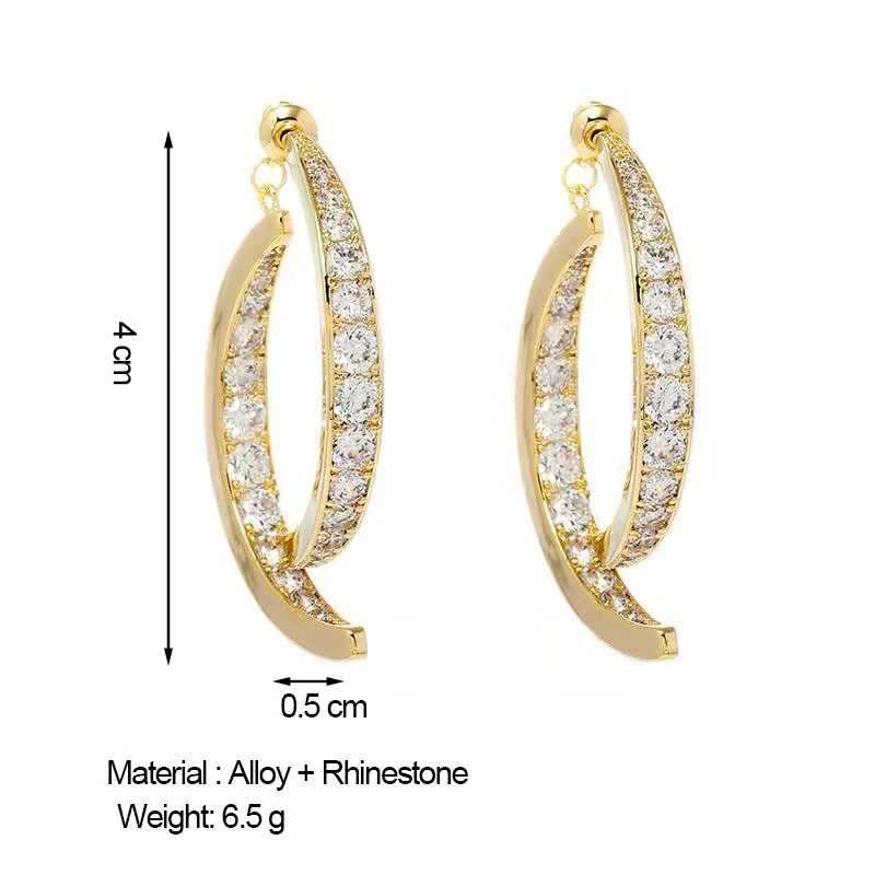 Korean Style Rhinestone Geometric Earrings - Image 5