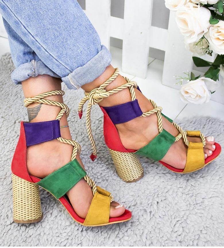 Lace Up Colorful Gladiator Sandals - Image 2