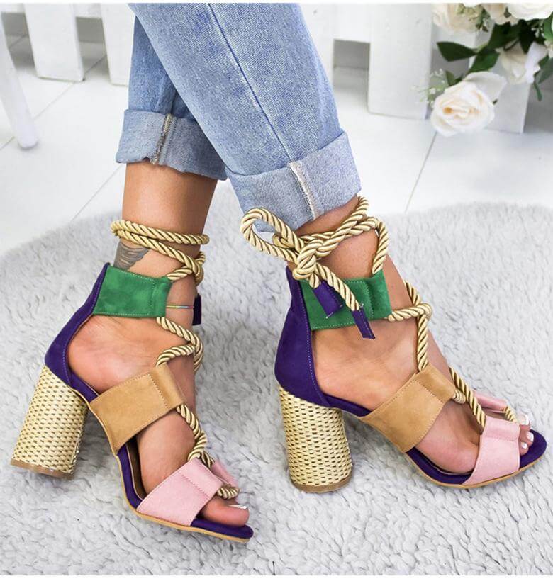 Lace Up Colorful Gladiator Sandals - Image 3