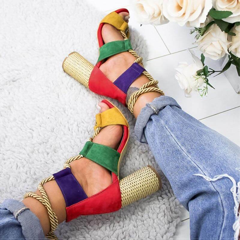 Lace Up Colorful Gladiator Sandals - Image 4