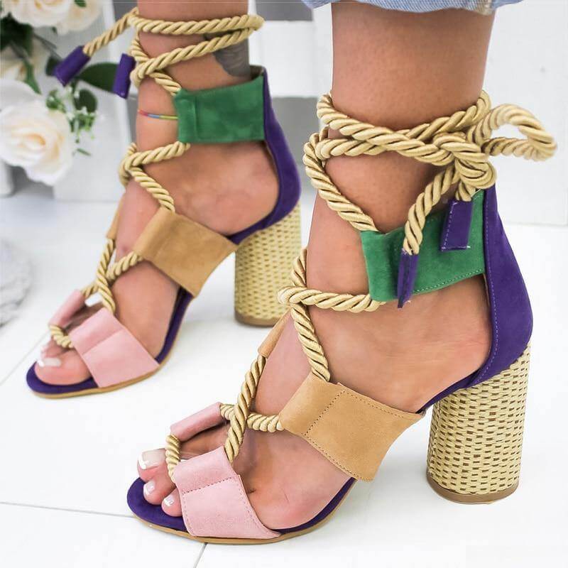 Lace Up Colorful Gladiator Sandals - Image 9
