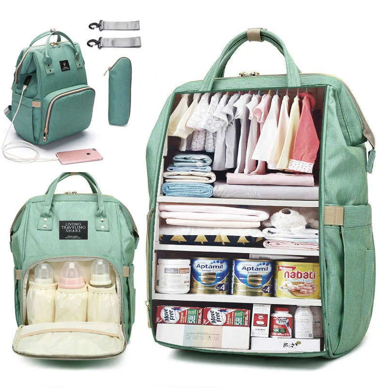 Large Capacity USB Mom Baby Diaper Backpack - Image 4