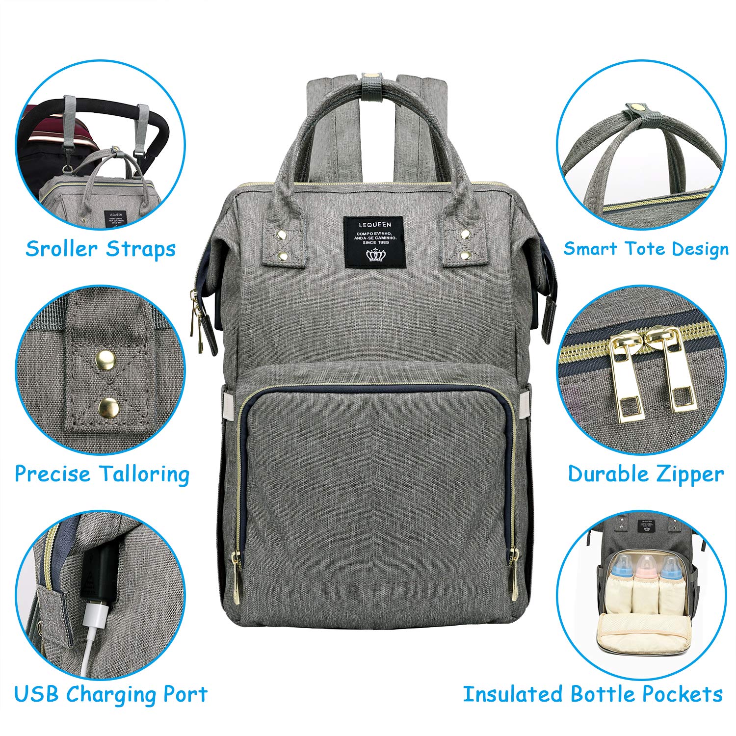 Large Capacity USB Mom Baby Diaper Backpack - Image 9