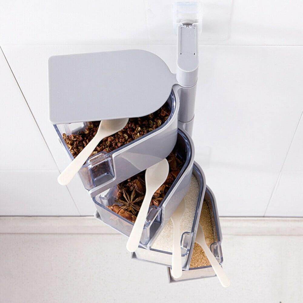 Layered Wall Mounted Rotating Seasoning Storage Organizer Boxes - Image 7