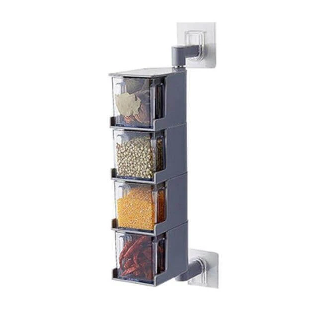 Layered Wall Mounted Rotating Seasoning Storage Organizer Boxes - Image 9
