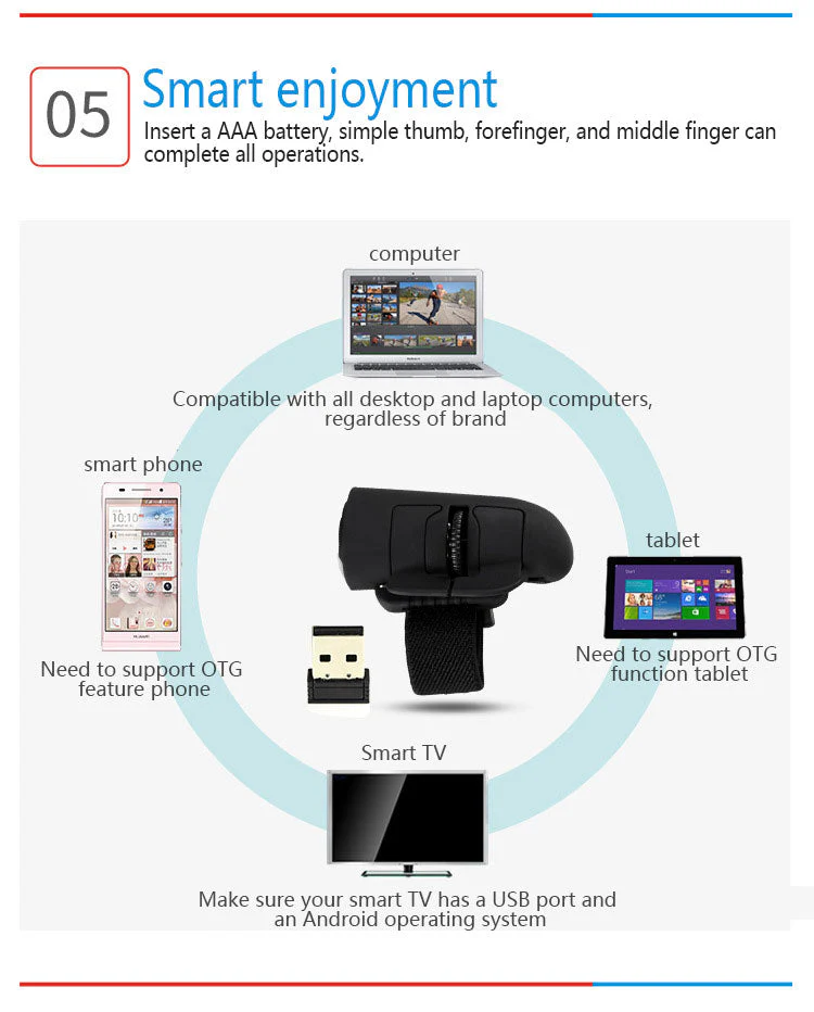Lazy Mini USB Bluetooth Finger Mouse - Image 4