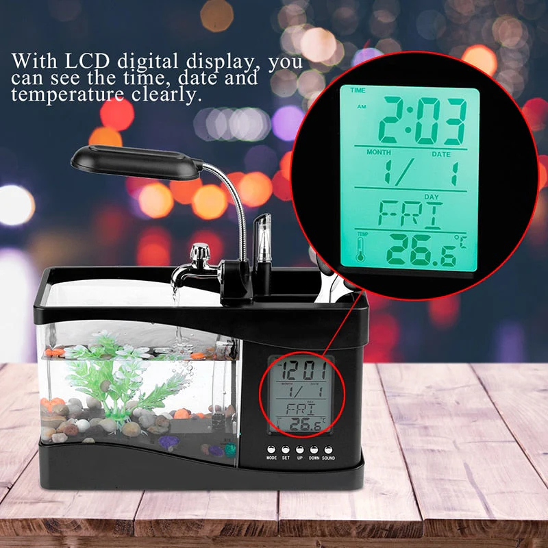 LCD Clock Mini Fish Tank Aquarium - Image 3
