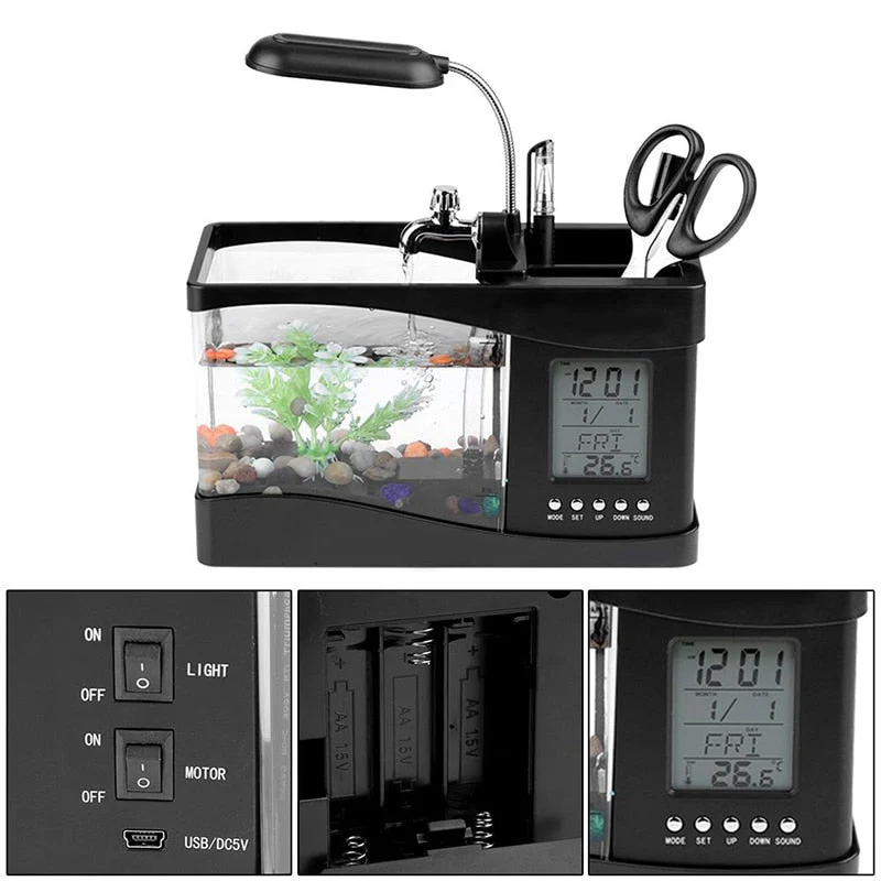 LCD Clock Mini Fish Tank Aquarium - Image 9