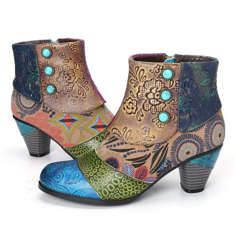 Leather Abstract Artistic High Heels - Image 2