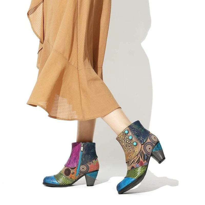 Leather Abstract Artistic High Heels - Image 4