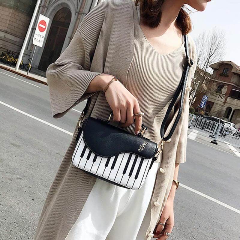 Leather Crossbody Piano Pattern Handbag - Image 2