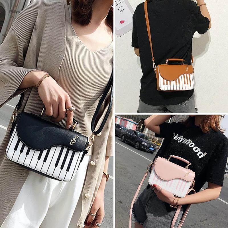 Leather Crossbody Piano Pattern Handbag - Image 3