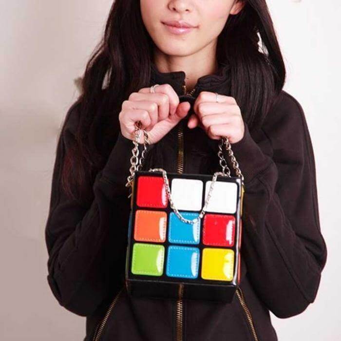 Leather Durable Cube Handbag - Image 3