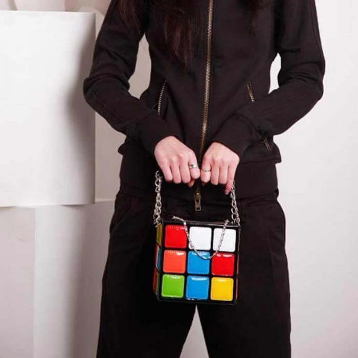 Leather Durable Cube Handbag - Image 4