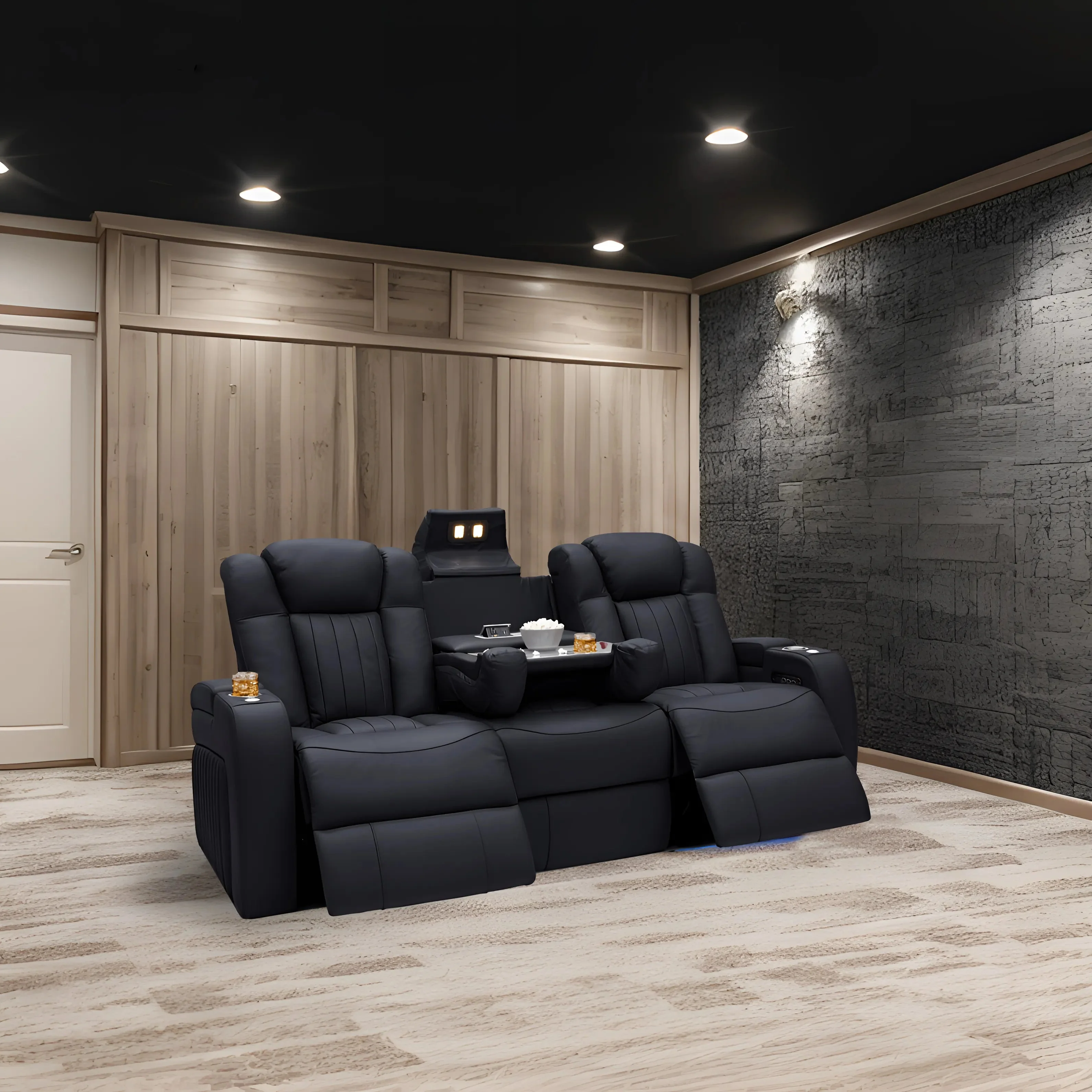 Leather Electric Power Reclining Cinema Sofa - Image 2