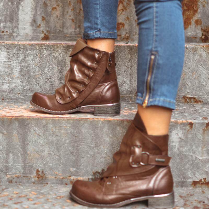 Leather Flat Ankle Winter Boots - Image 4