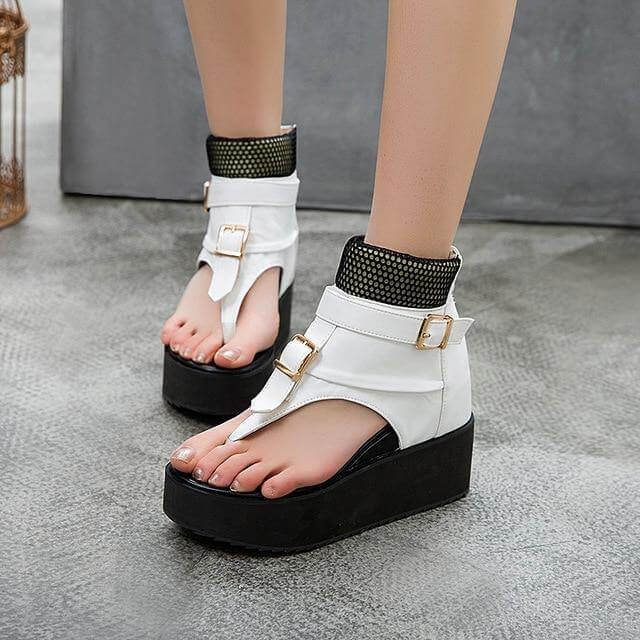 Leather Gladiator Platform Sandals - Image 2