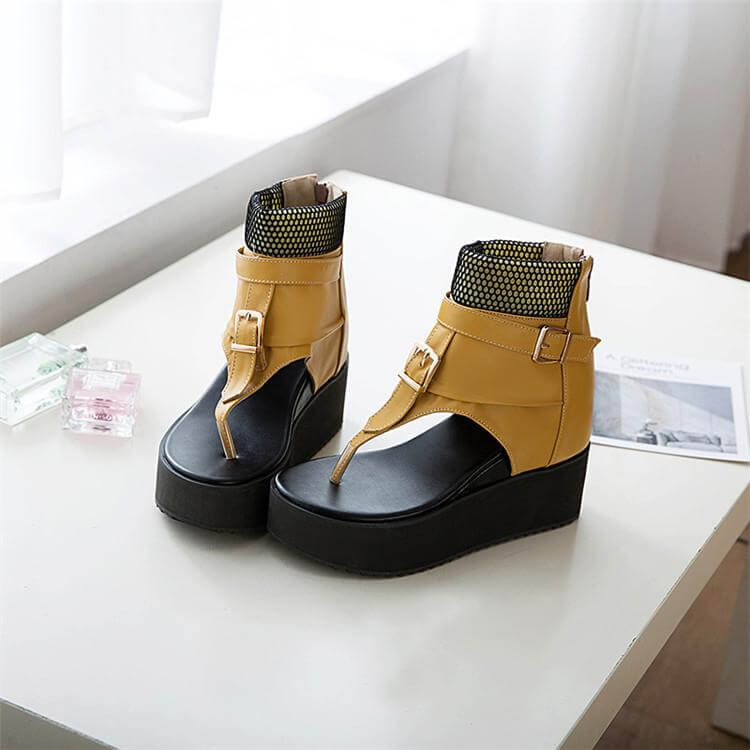 Leather Gladiator Platform Sandals - Image 3