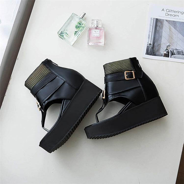 Leather Gladiator Platform Sandals - Image 9