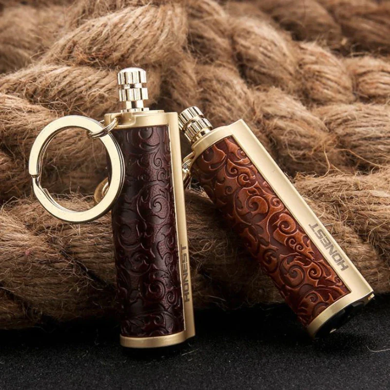 Leather Keychain Metal Match Inferno Lighter - Image 2