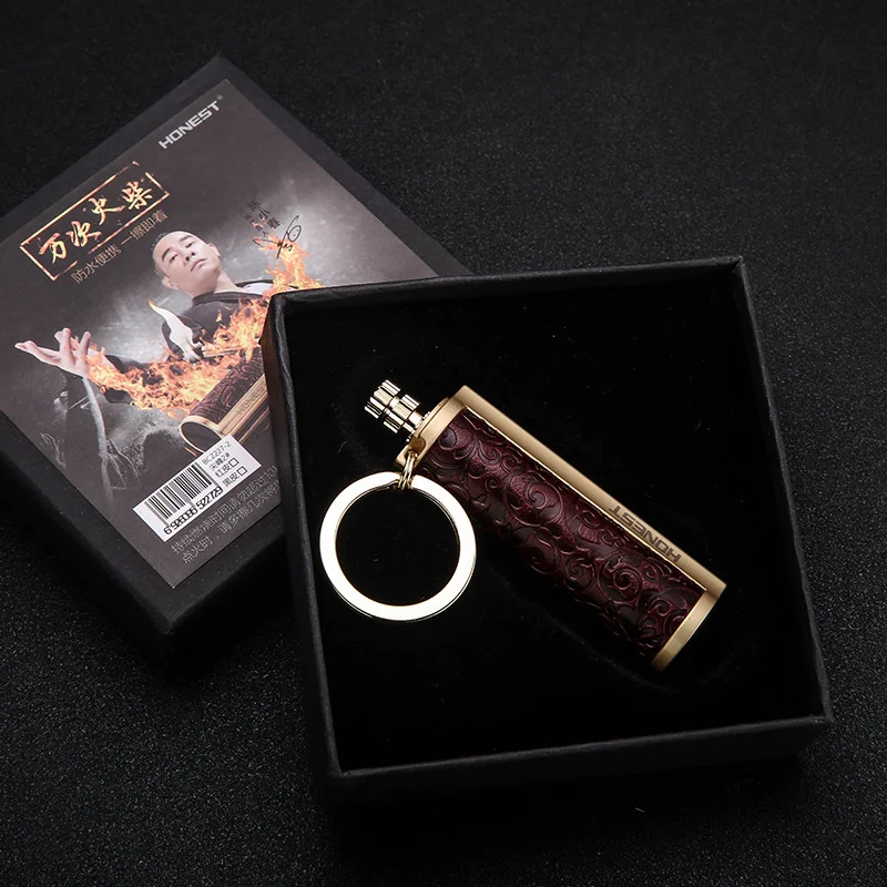 Leather Keychain Metal Match Inferno Lighter - Image 5