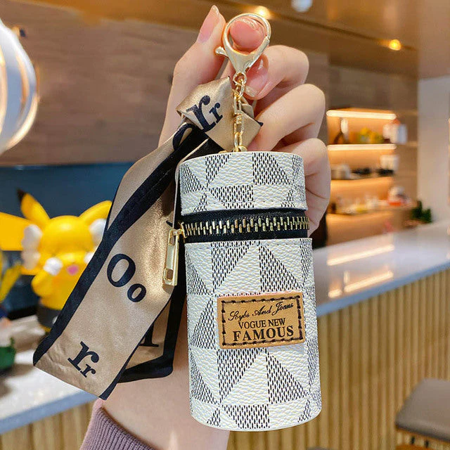 Leather Luxury Mini Lipstick Bag Keychain - Image 4
