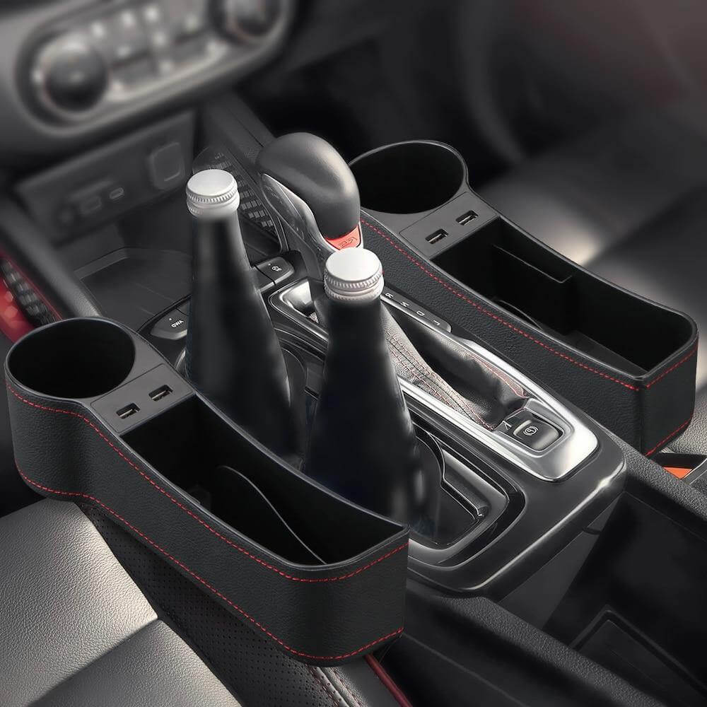 Leather USB Charger Car Seat Gap Organizer - Image 3
