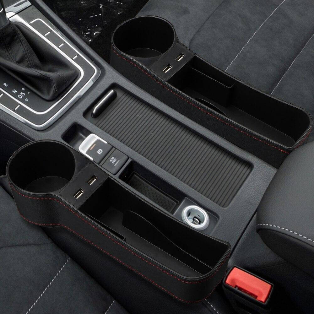Leather USB Charger Car Seat Gap Organizer - Image 4