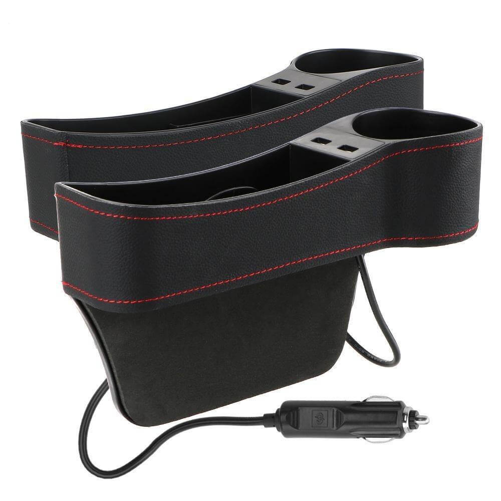 Leather USB Charger Car Seat Gap Organizer - Image 6