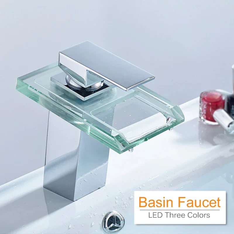 LED Brass Waterfall Modern Faucet - Image 2