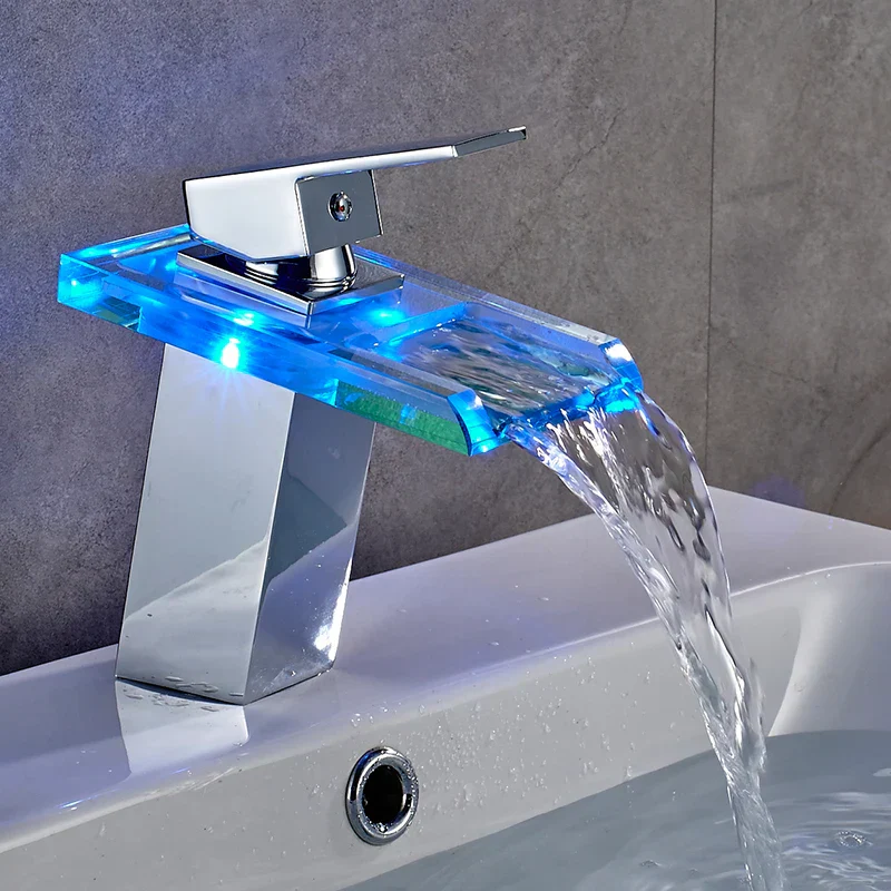 LED Brass Waterfall Modern Faucet - Image 4