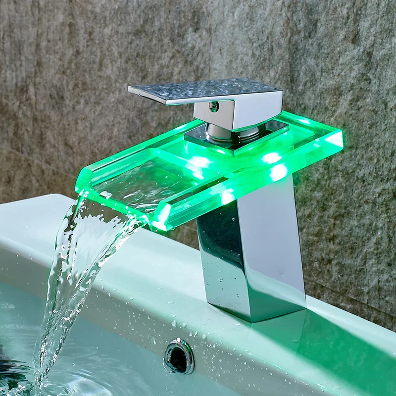 LED Brass Waterfall Modern Faucet - Image 5