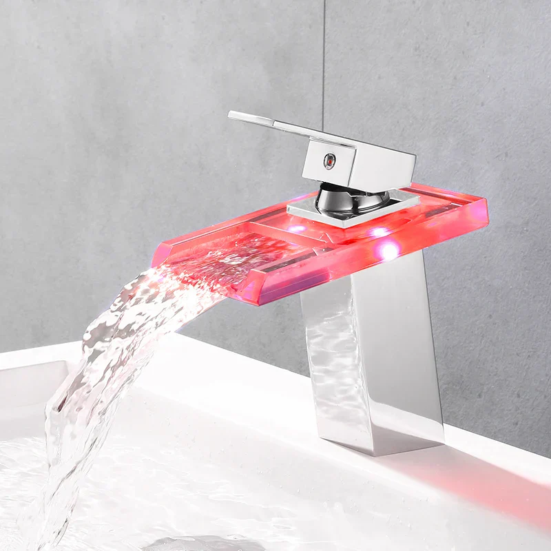 LED Brass Waterfall Modern Faucet - Image 6