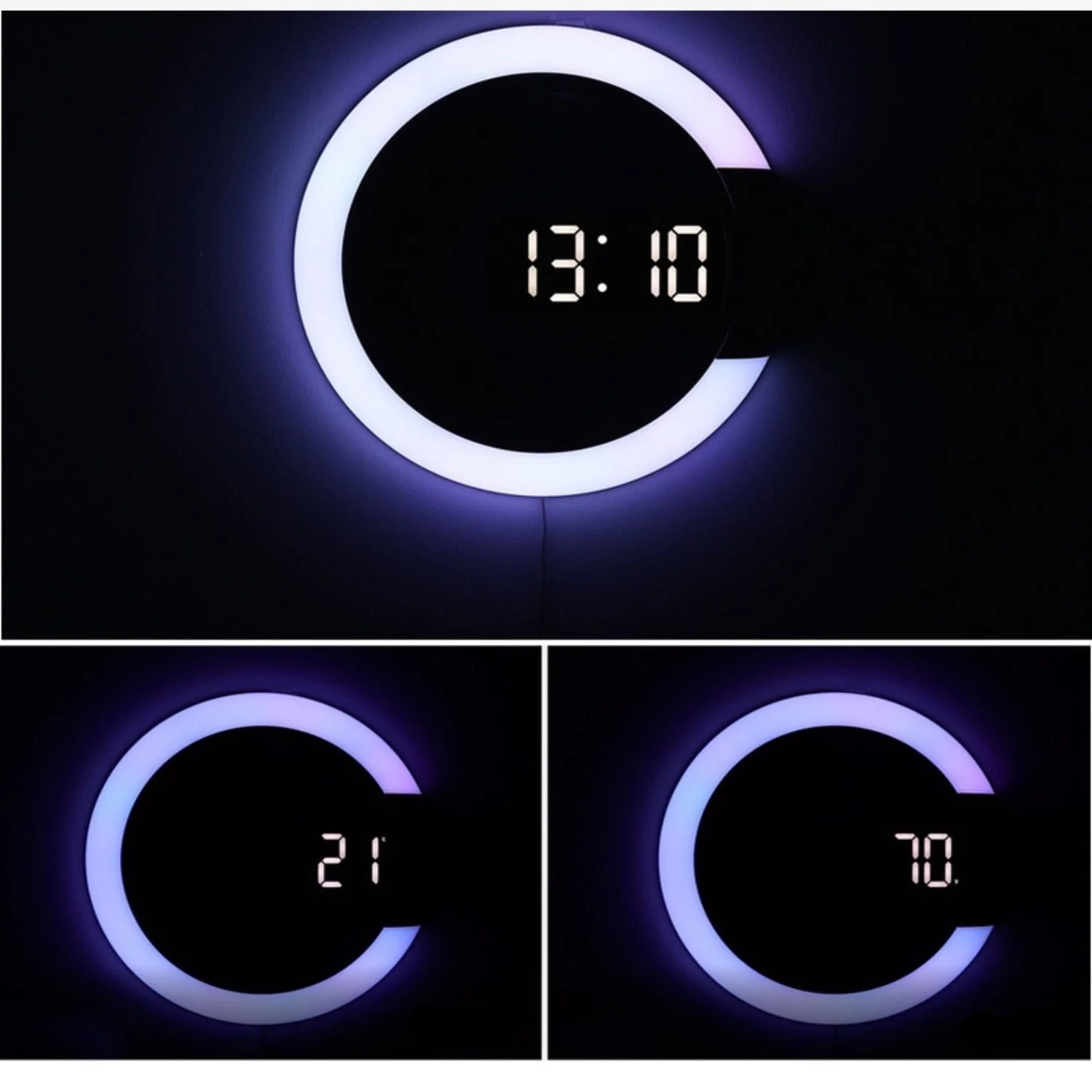LED Ring Lamp Wall Clock - Image 5