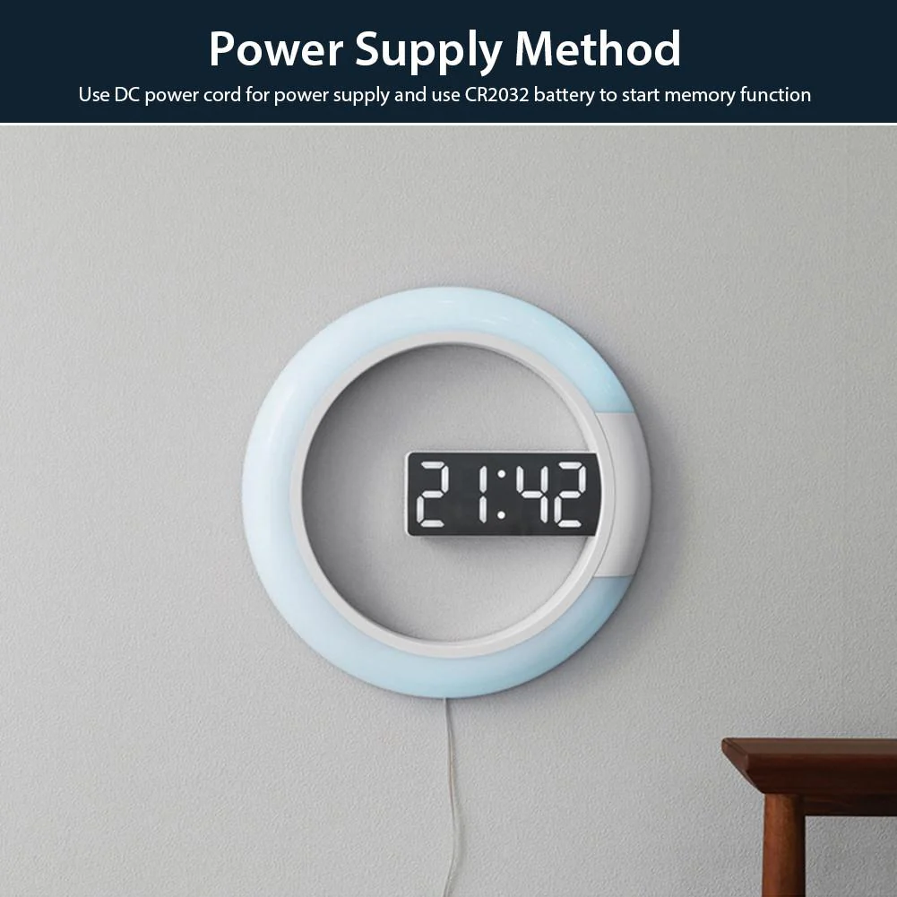 LED Ring Lamp Wall Clock - Image 7