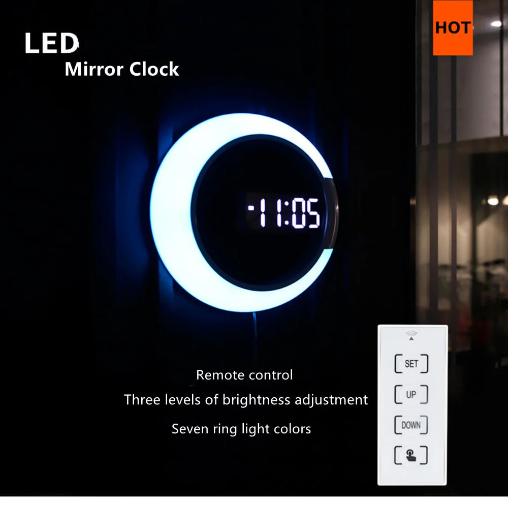 LED Ring Lamp Wall Clock - Image 8