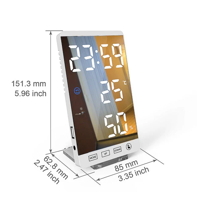 LED Touch Mirror Digital Alarm Clock - Image 4
