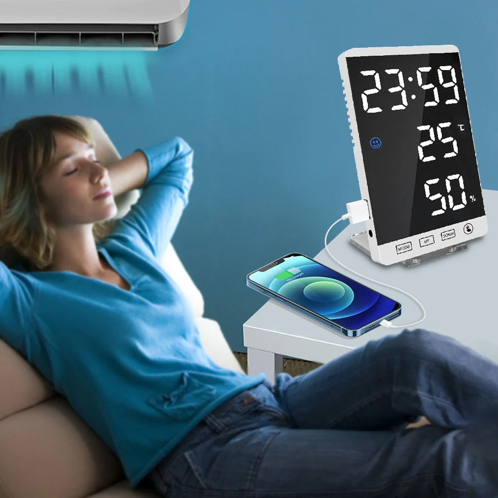 LED Touch Mirror Digital Alarm Clock - Image 7