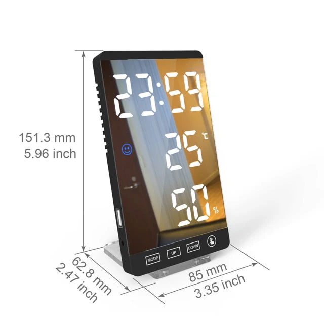 LED Touch Mirror Digital Alarm Clock - Image 9