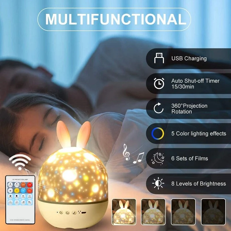 LED Universe Stars Bunny Projector Night Light - Image 3