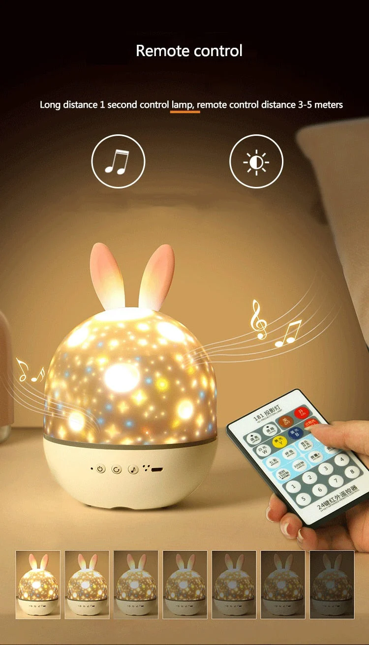 LED Universe Stars Bunny Projector Night Light - Image 9