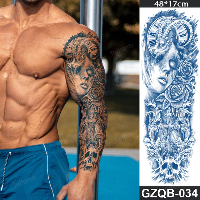 Life Meaning Full Sleeve Semi-Permanent Tattoo - Image 17