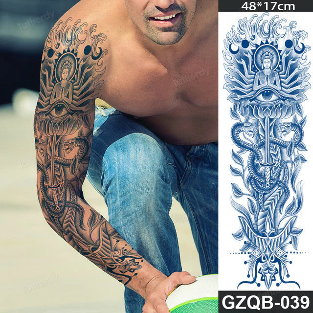 Life Meaning Full Sleeve Semi-Permanent Tattoo - Image 22