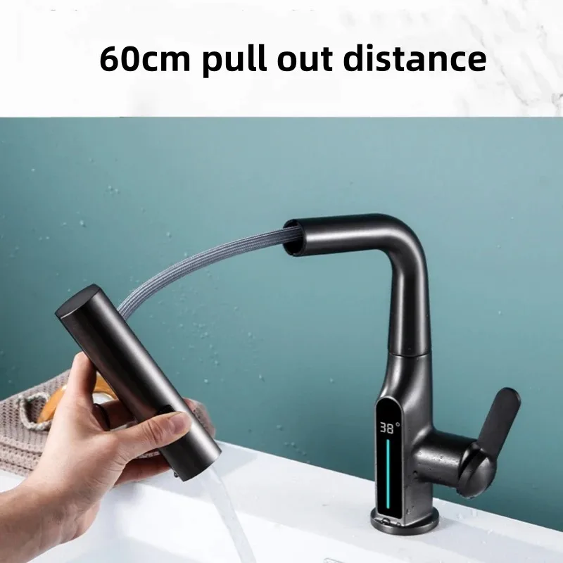 Liftable Digital Temperature Display Waterfall Basin Faucet - Image 3