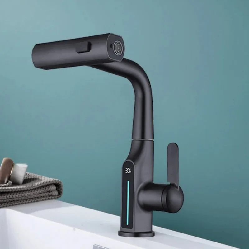 Liftable Digital Temperature Display Waterfall Basin Faucet - Image 9
