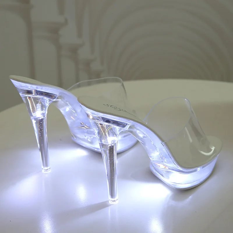 Light-Up Clear Transparent High Platform Heels - Image 12