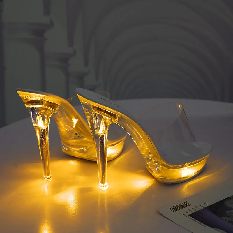 Light-Up Clear Transparent High Platform Heels - Image 13
