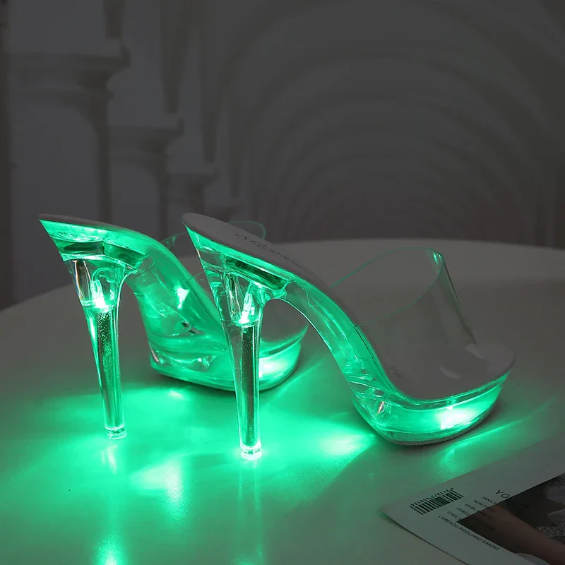 Light-Up Clear Transparent High Platform Heels - Image 14